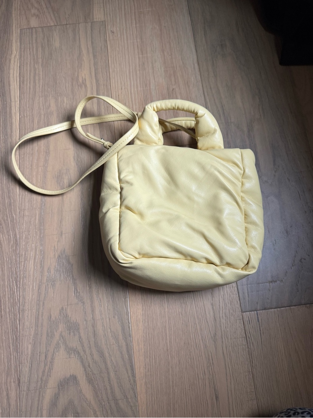 Zara Padded Puffy Yellow Top Handle Crossbody Bag Purse